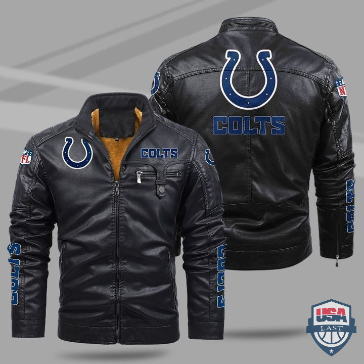 Indianapolis Colts Fleece Leather Jacket - HVsun