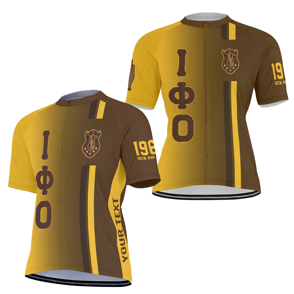 Iota Phi Theta Cycling Jersey Custom Black Gold Side Gradient Style