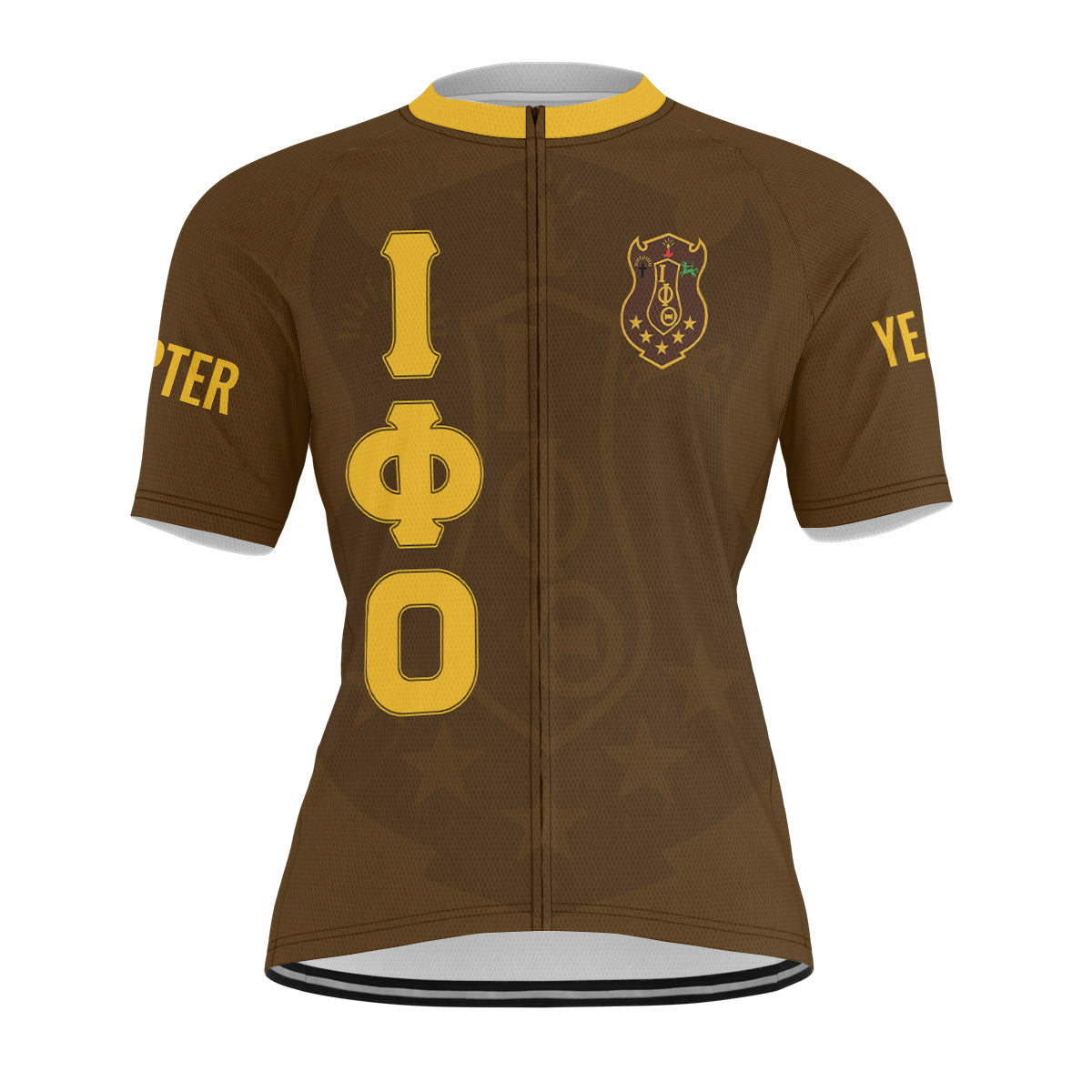 Iota Phi Theta Cycling Jersey Custom Charcoal Brown Gold Triangle Style