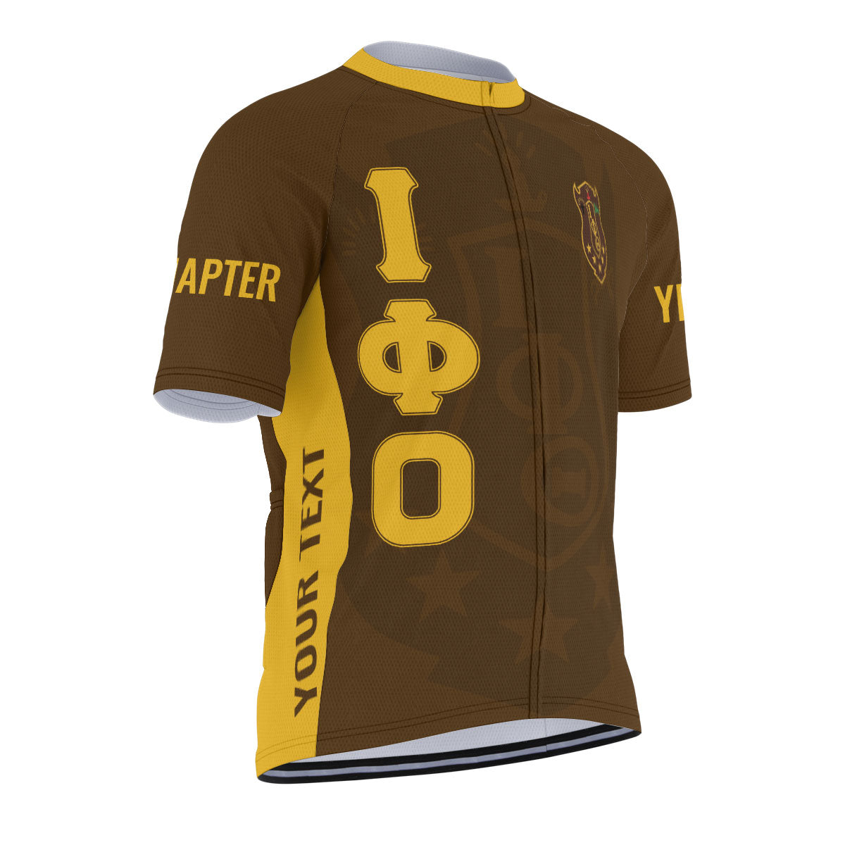 Iota Phi Theta Cycling Jersey Custom Charcoal Brown Gold Triangle Style