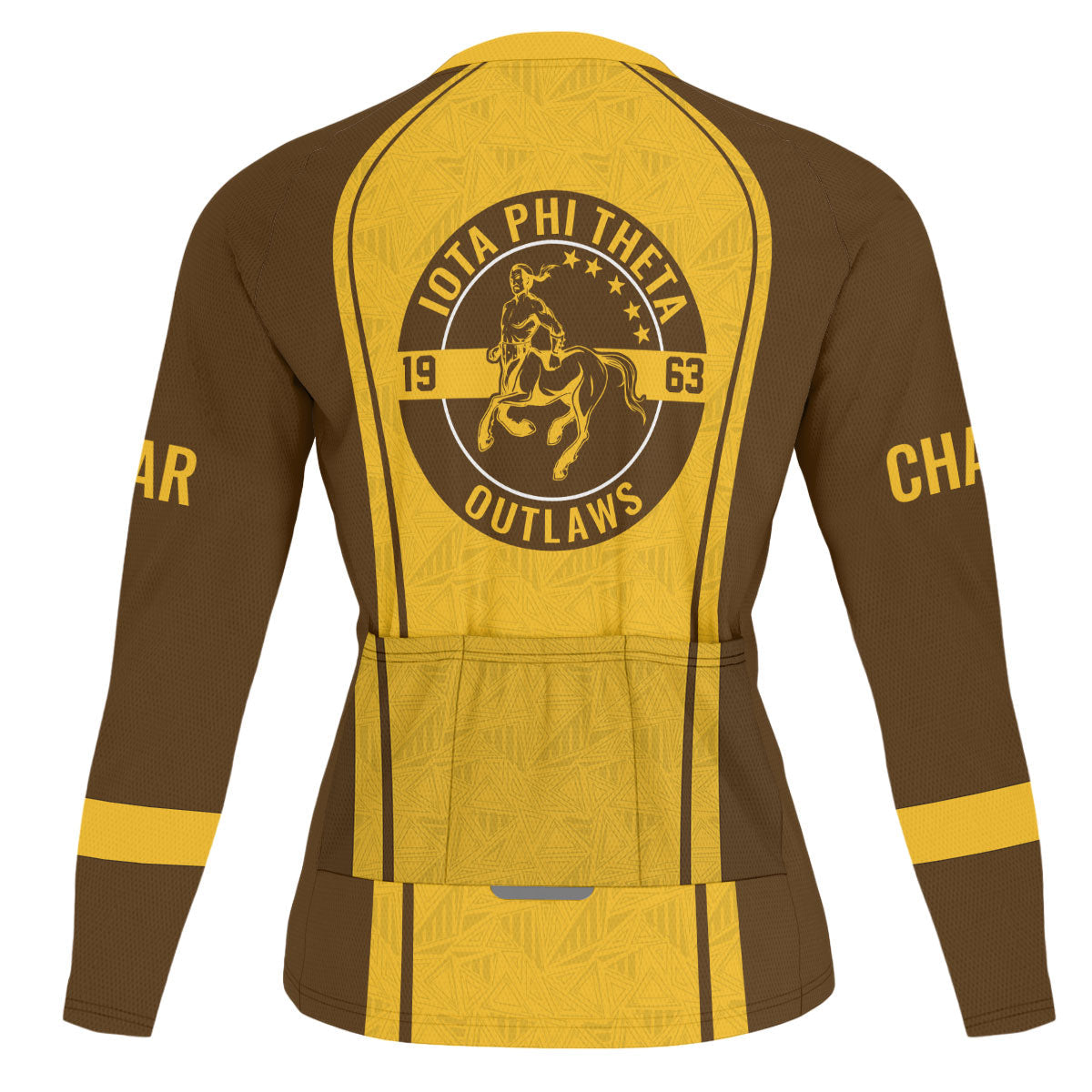 Iota Phi Theta Cycling Jersey Custom Charcoal Brown Gold Triangle Style