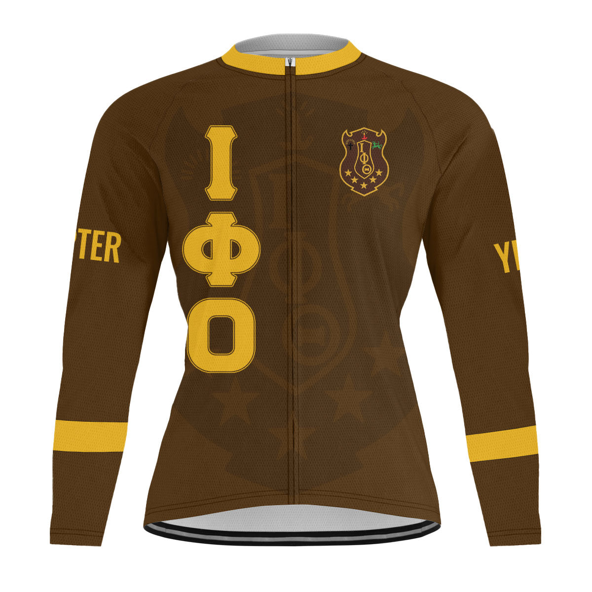Iota Phi Theta Cycling Jersey Custom Charcoal Brown Gold Triangle Style