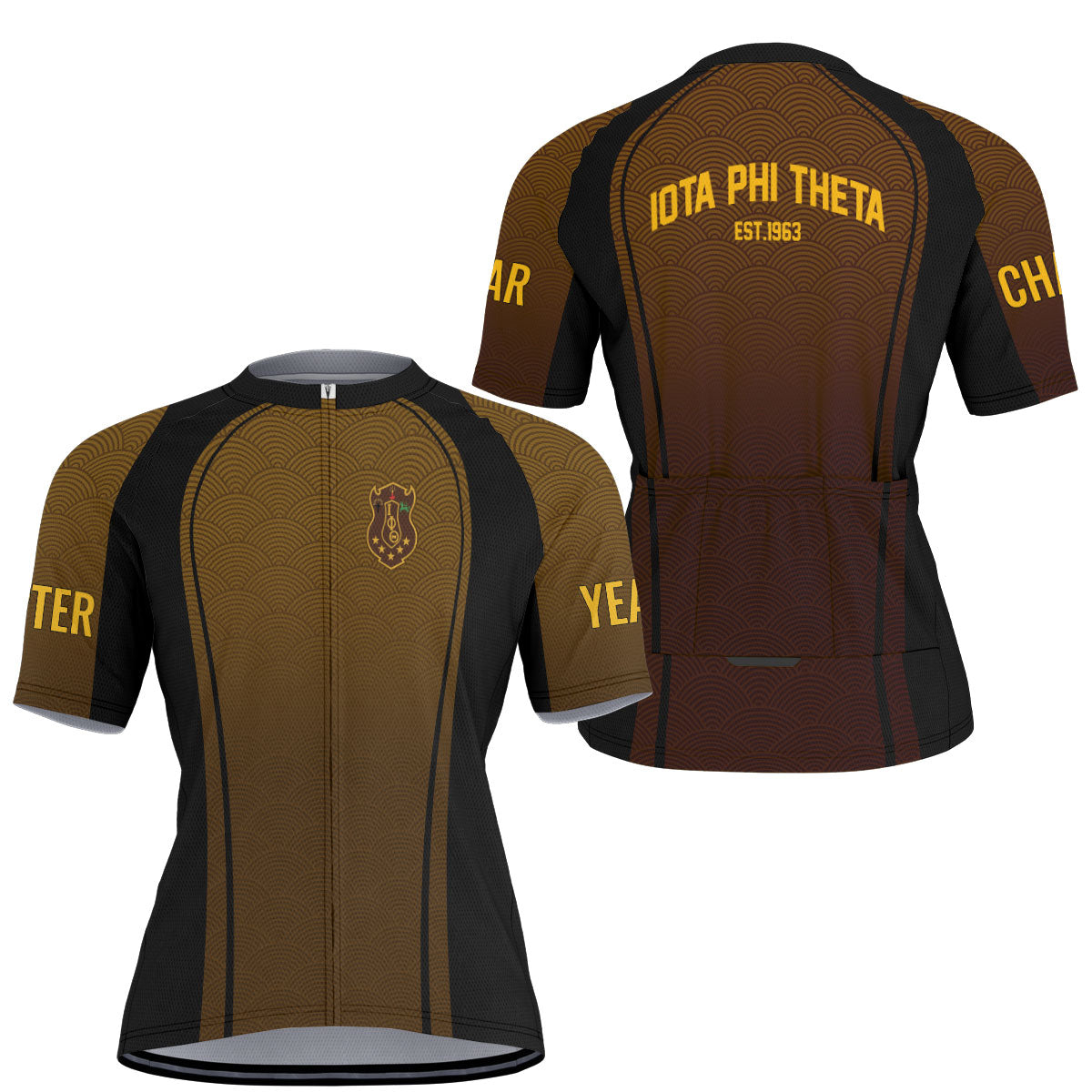 Iota Phi Theta Cycling Jersey Custom Dark Brown Wave Style