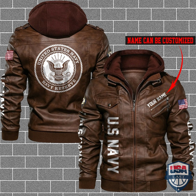 United States Navy Custom Name Leather Jacket - HVsun