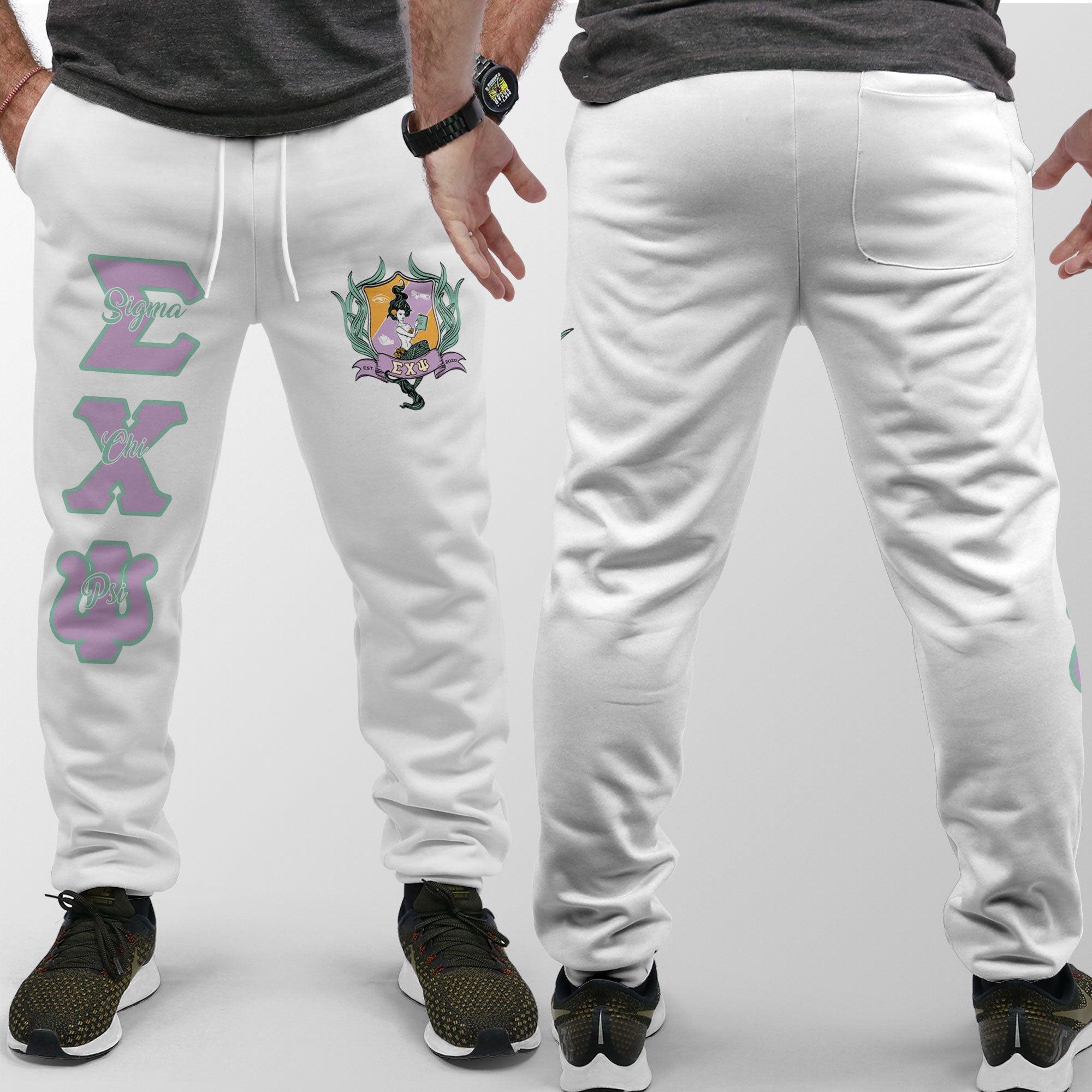Sorority Jogger Pant - Sigma Chi Psi White Jogger Pant Original Style