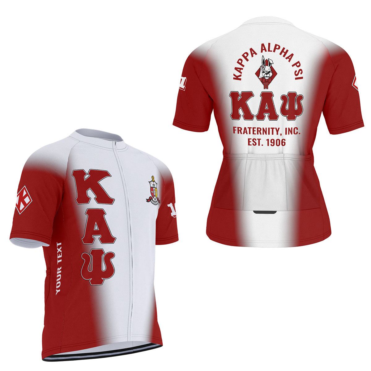 Kappa Alpha Psi Cycling Jersey Custom Red White Spear Gradient Style