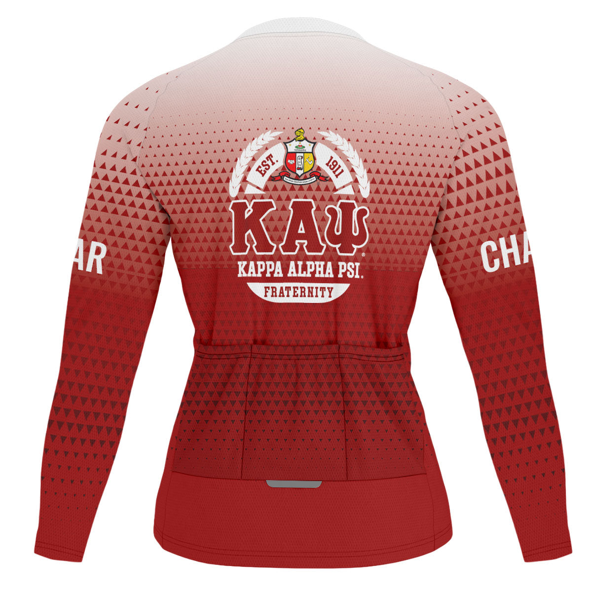 Kappa Alpha Psi Cycling Jersey Custom Crimson White Gradient Triangle Style