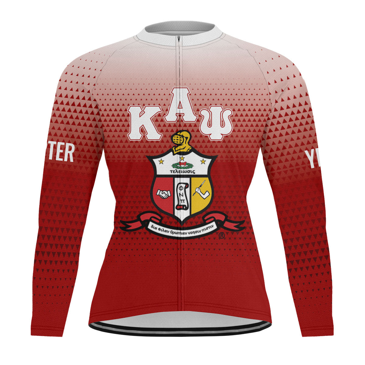 Kappa Alpha Psi Cycling Jersey Custom Crimson White Gradient Triangle Style