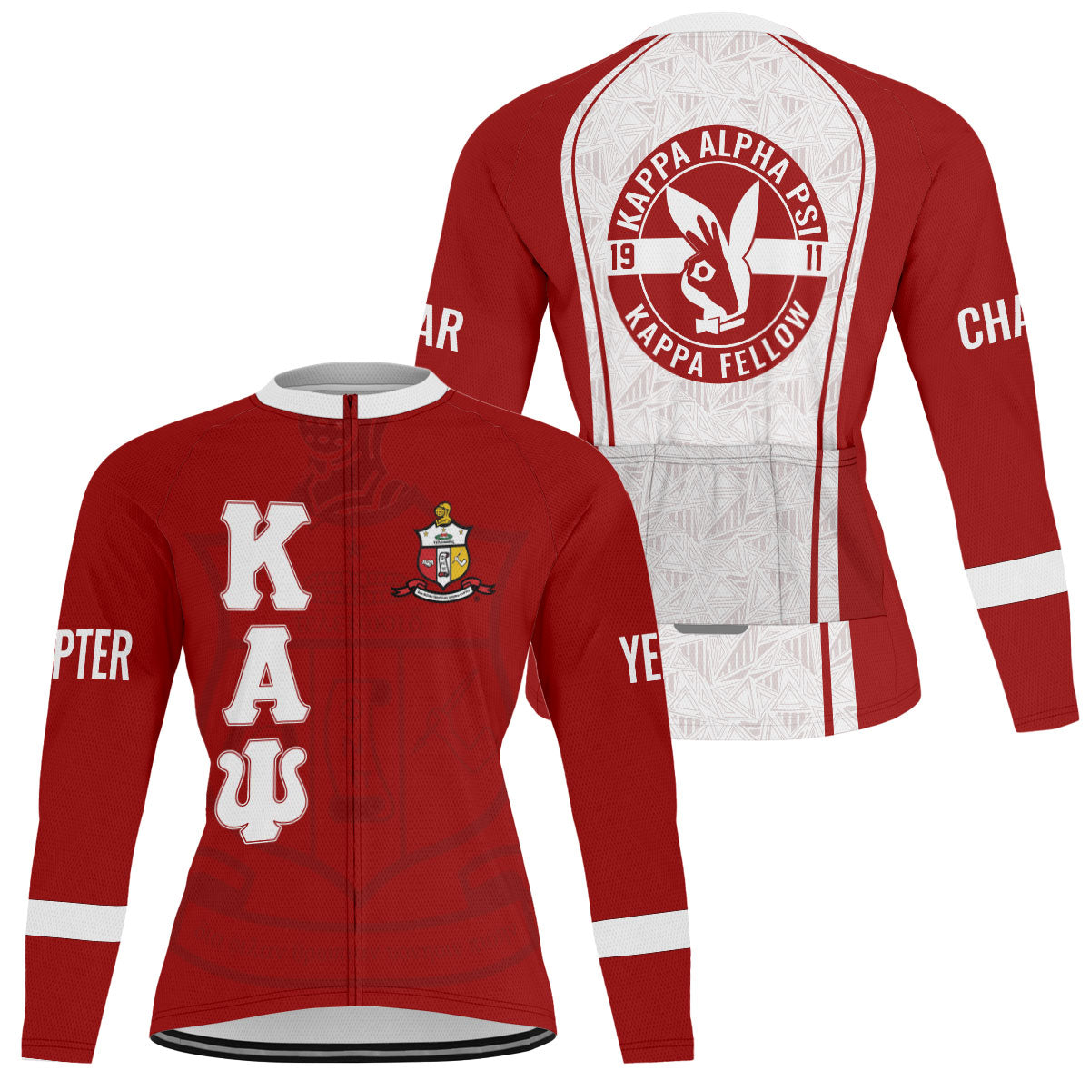 Kappa Alpha Psi Cycling Jersey Custom Red White Triangle Style