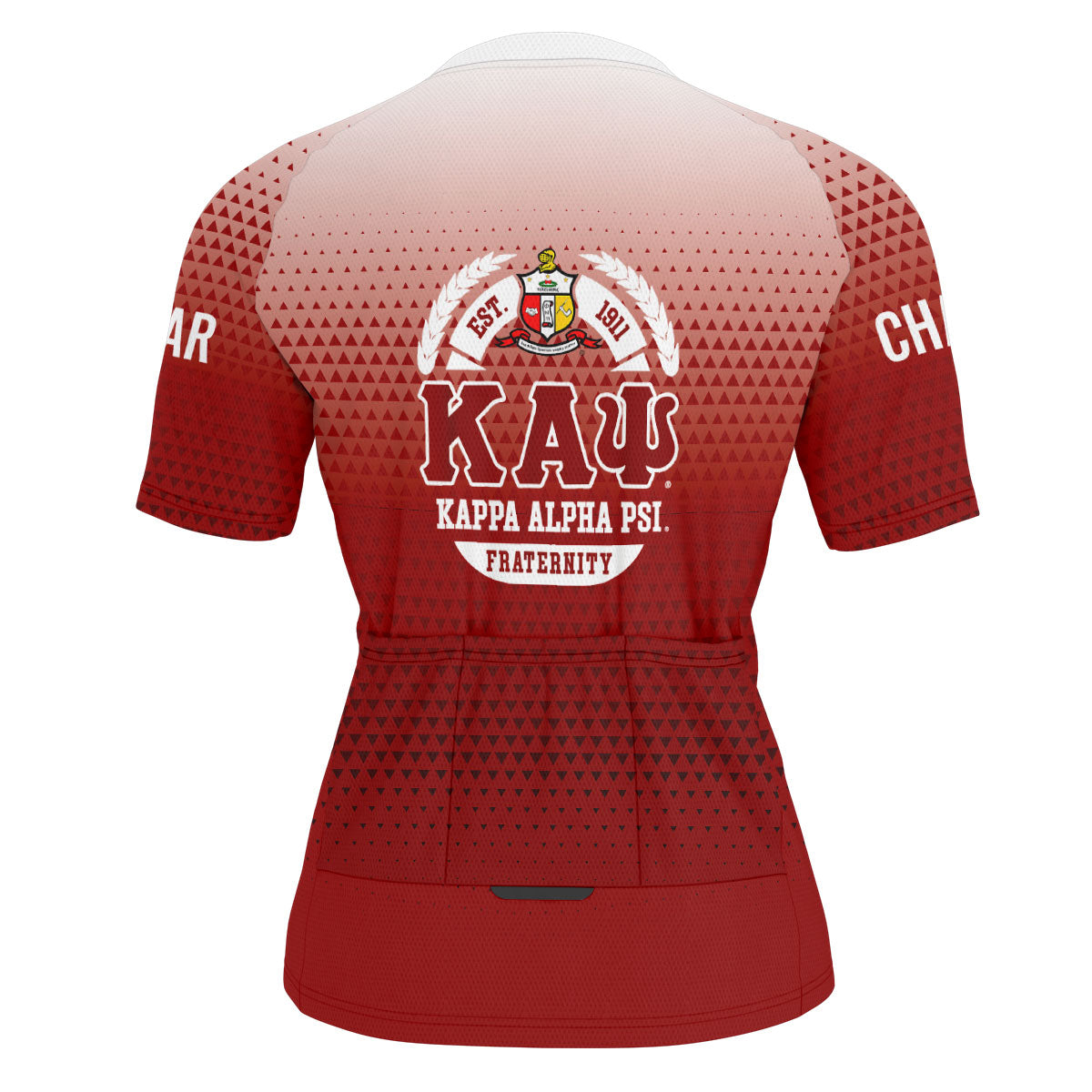 Kappa Alpha Psi Cycling Jersey Custom Crimson White Gradient Triangle Style