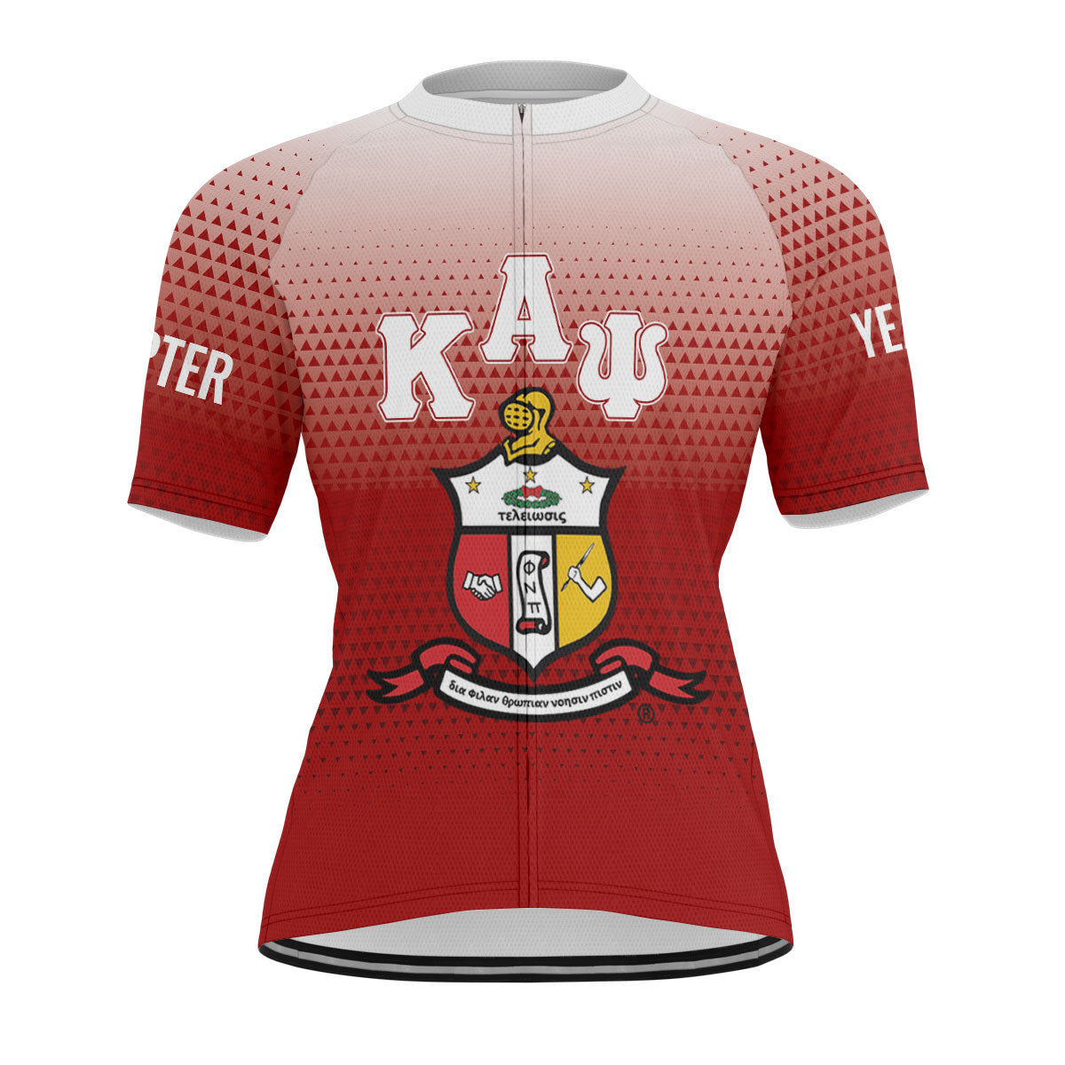 Kappa Alpha Psi Cycling Jersey Custom Crimson White Gradient Triangle Style