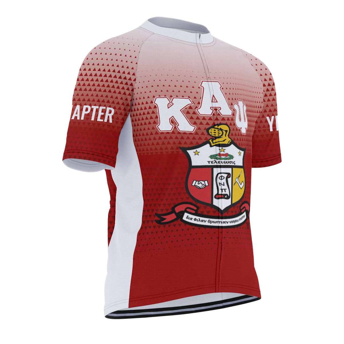 Kappa Alpha Psi Cycling Jersey Custom Crimson White Gradient Triangle Style