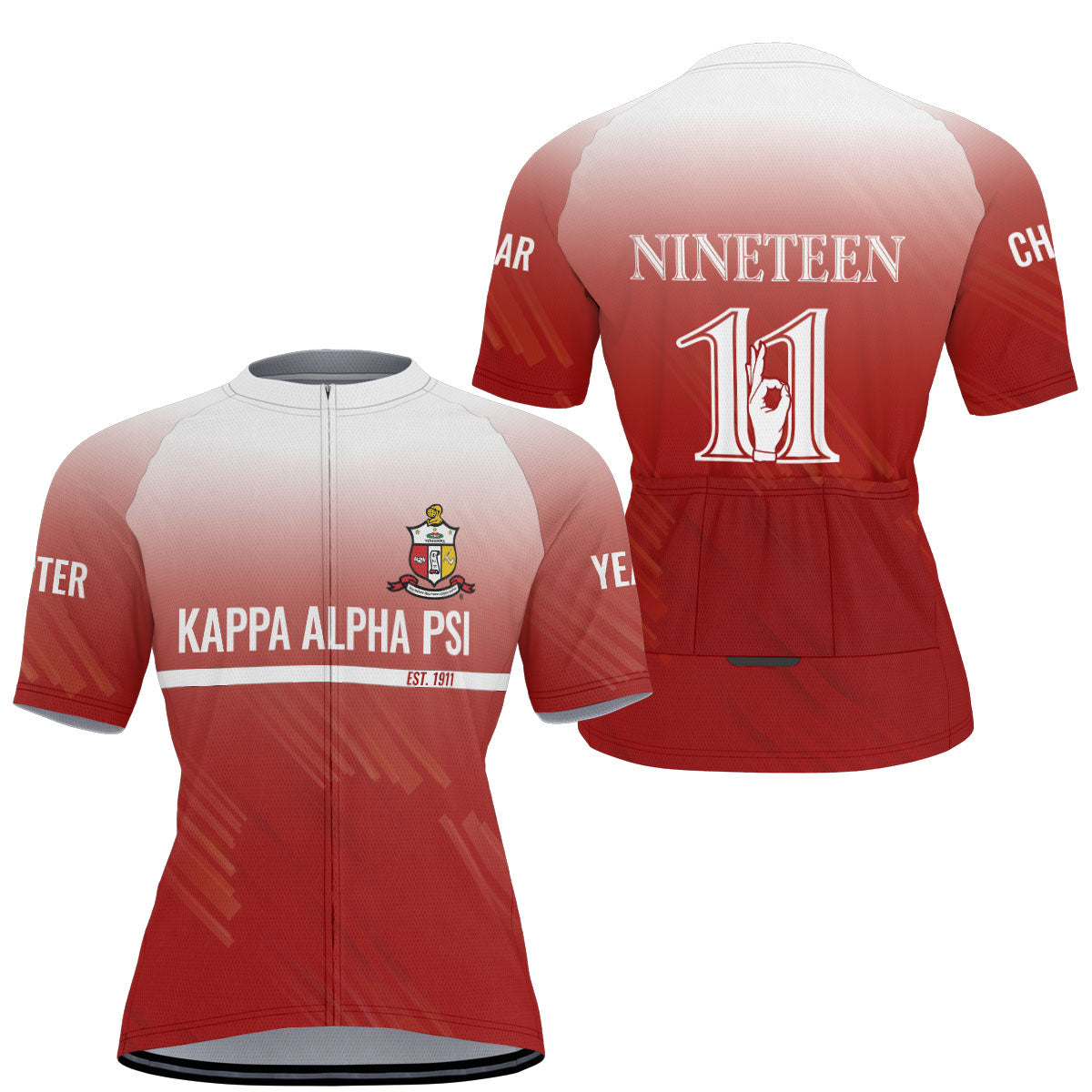 Kappa Alpha Psi Cycling Jersey Custom Crimson White Iced Style