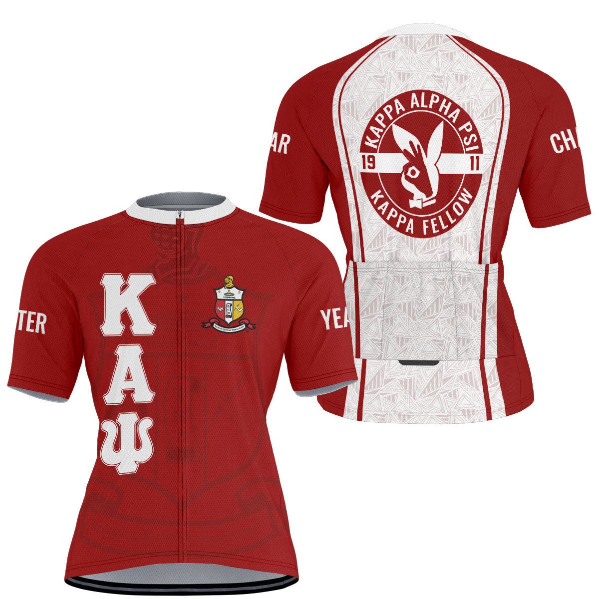 Kappa Alpha Psi Cycling Jersey Custom Red White Triangle Style