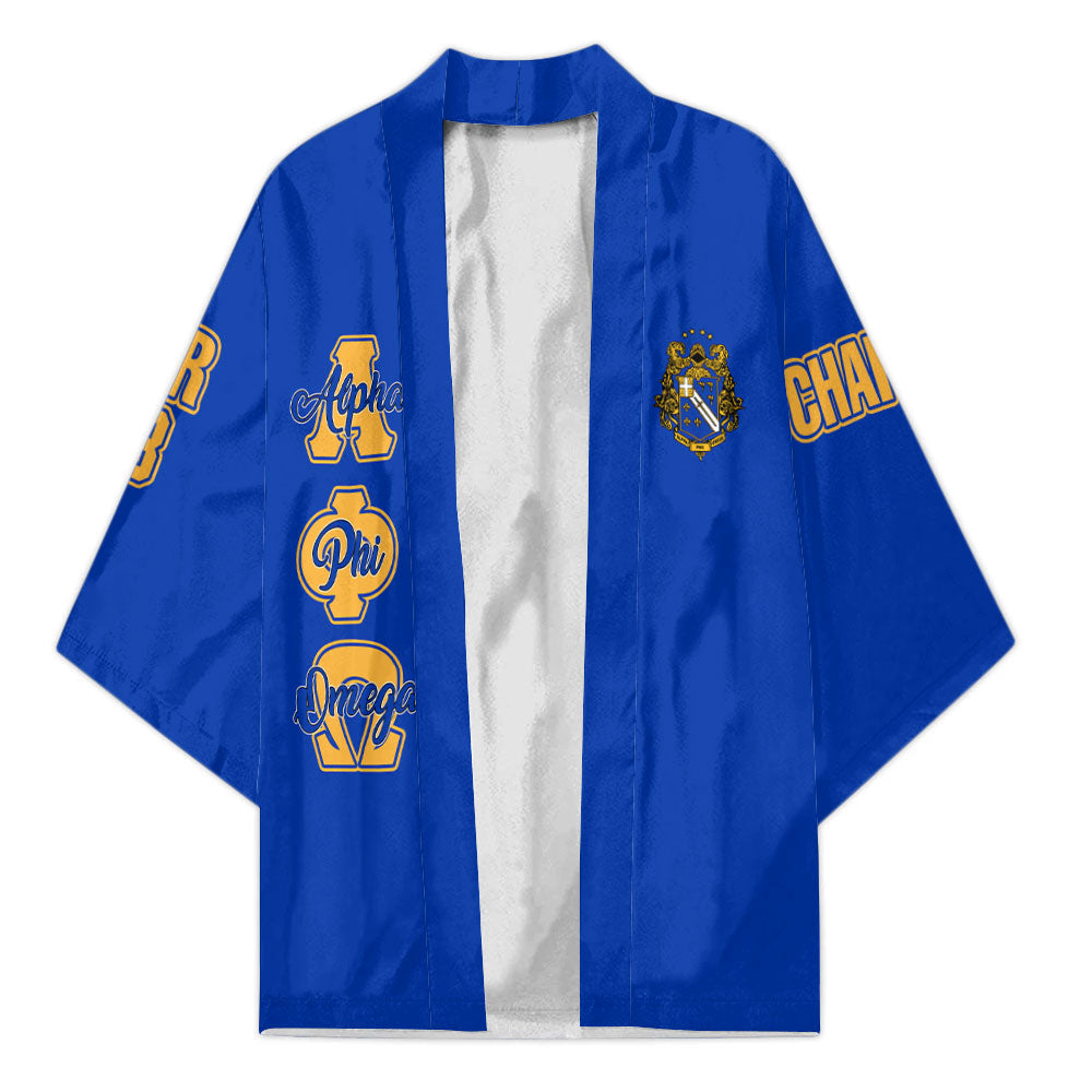 Fraternity Kimono - Personalized Alpha Phi Omega Kimono Original Blue Style