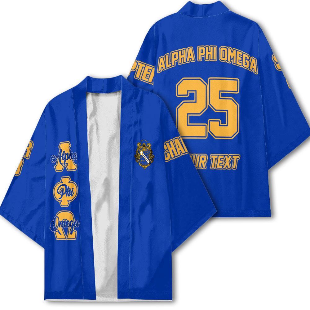 Fraternity Kimono - Personalized Alpha Phi Omega Kimono Original Blue Style