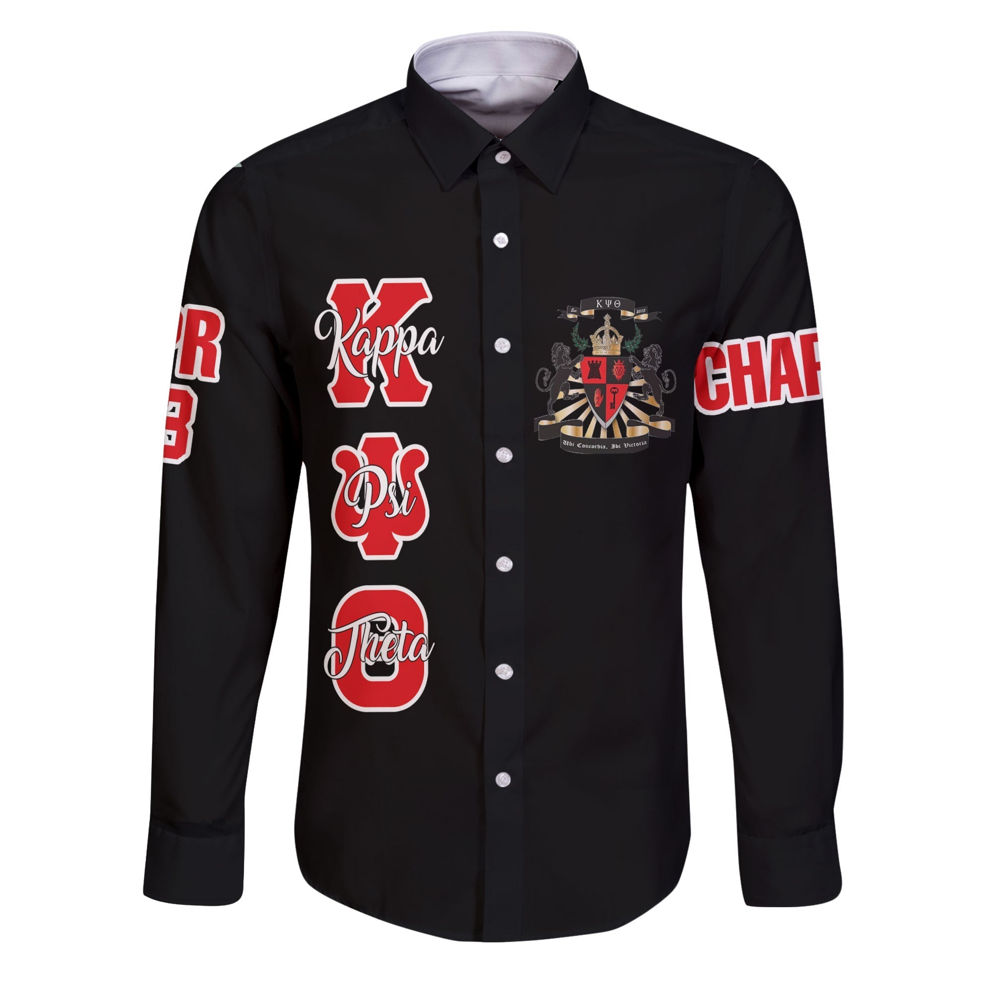 Fraternity Shirt - Personalized Kappa Psi Theta Long Sleeve Button Shirt Original Dark Style