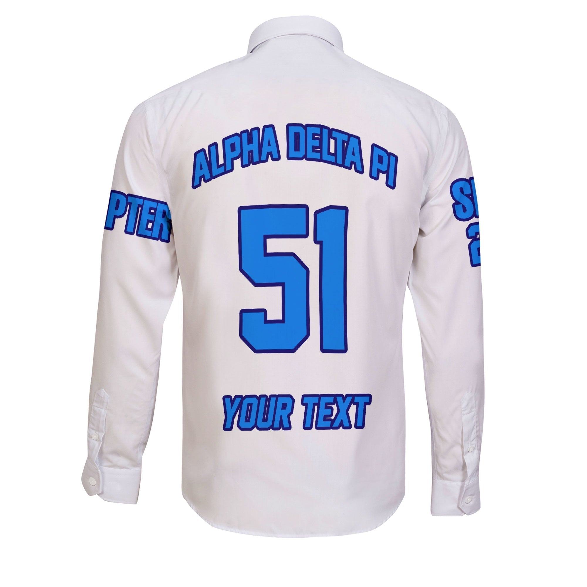 Sorority Shirt - Personalized Alpha Delta Pi Long Sleeve Button Shirt Original White Style