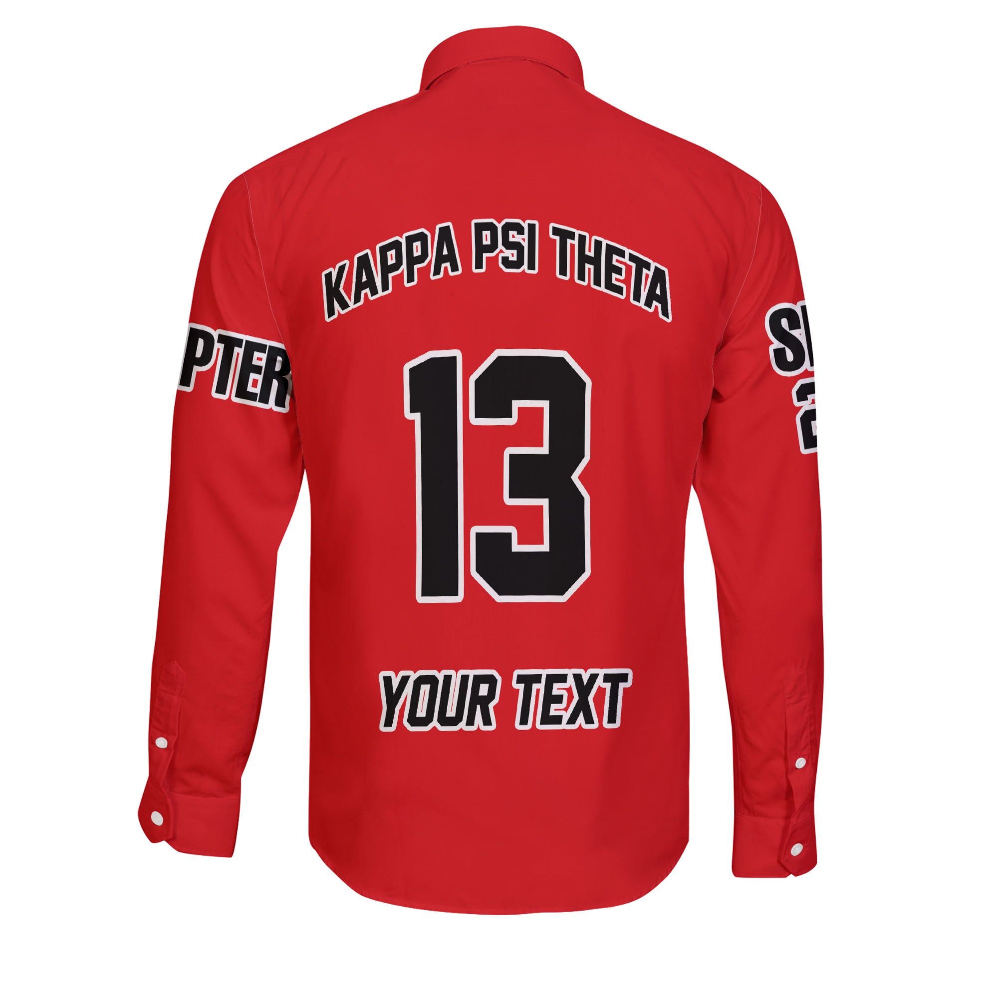 Fraternity Shirt - Personalized Kappa Psi Theta Long Sleeve Button Shirt Original Red Style