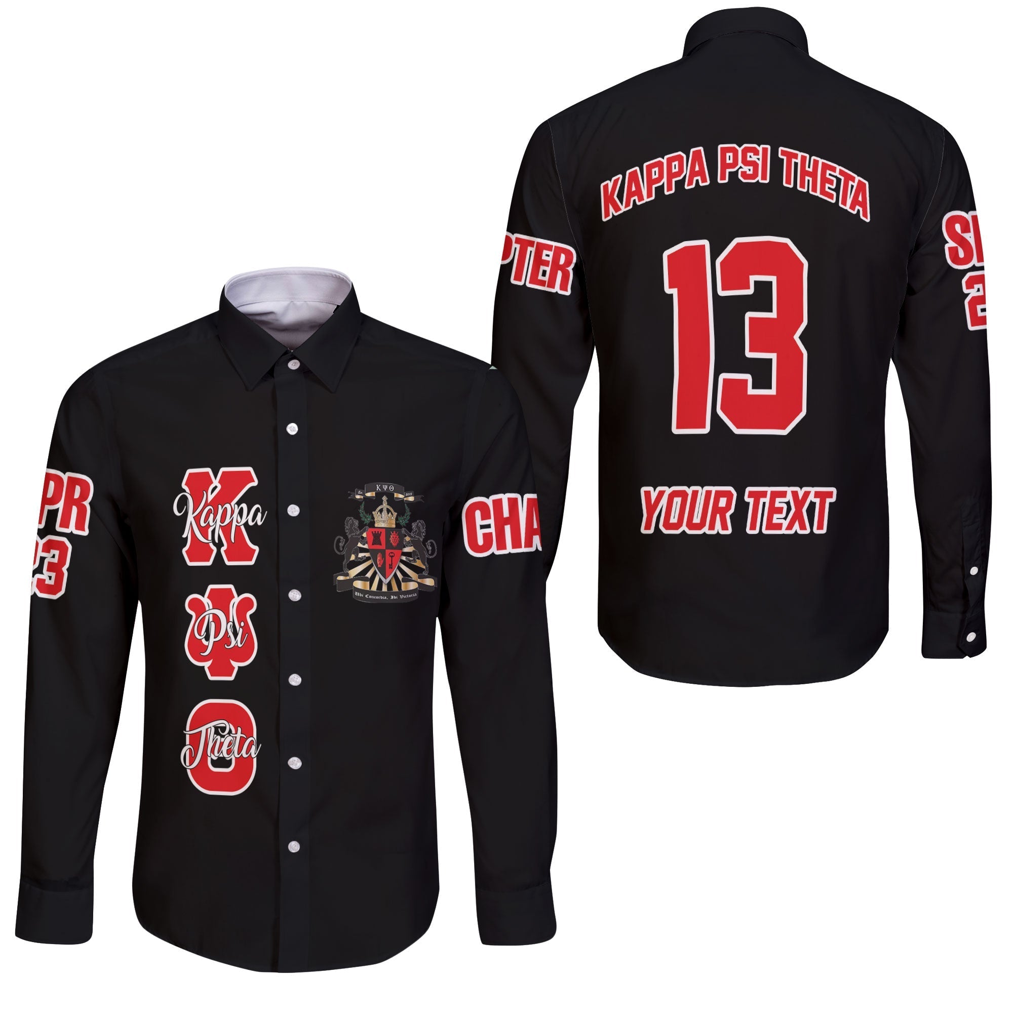 Fraternity Shirt - Personalized Kappa Psi Theta Long Sleeve Button Shirt Original Dark Style