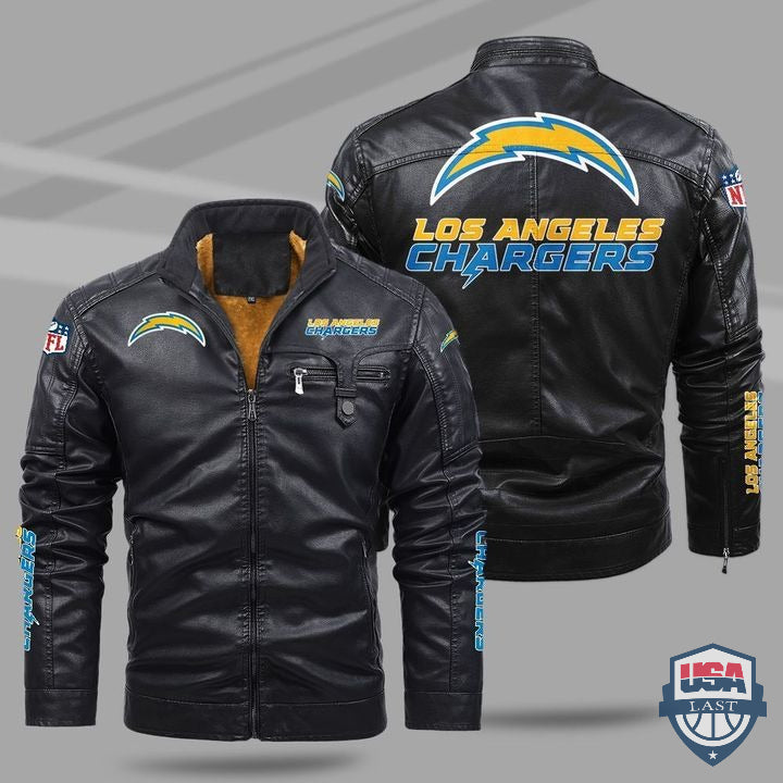 Los Angeles Chargers Fleece Leather Jacket - HVsun