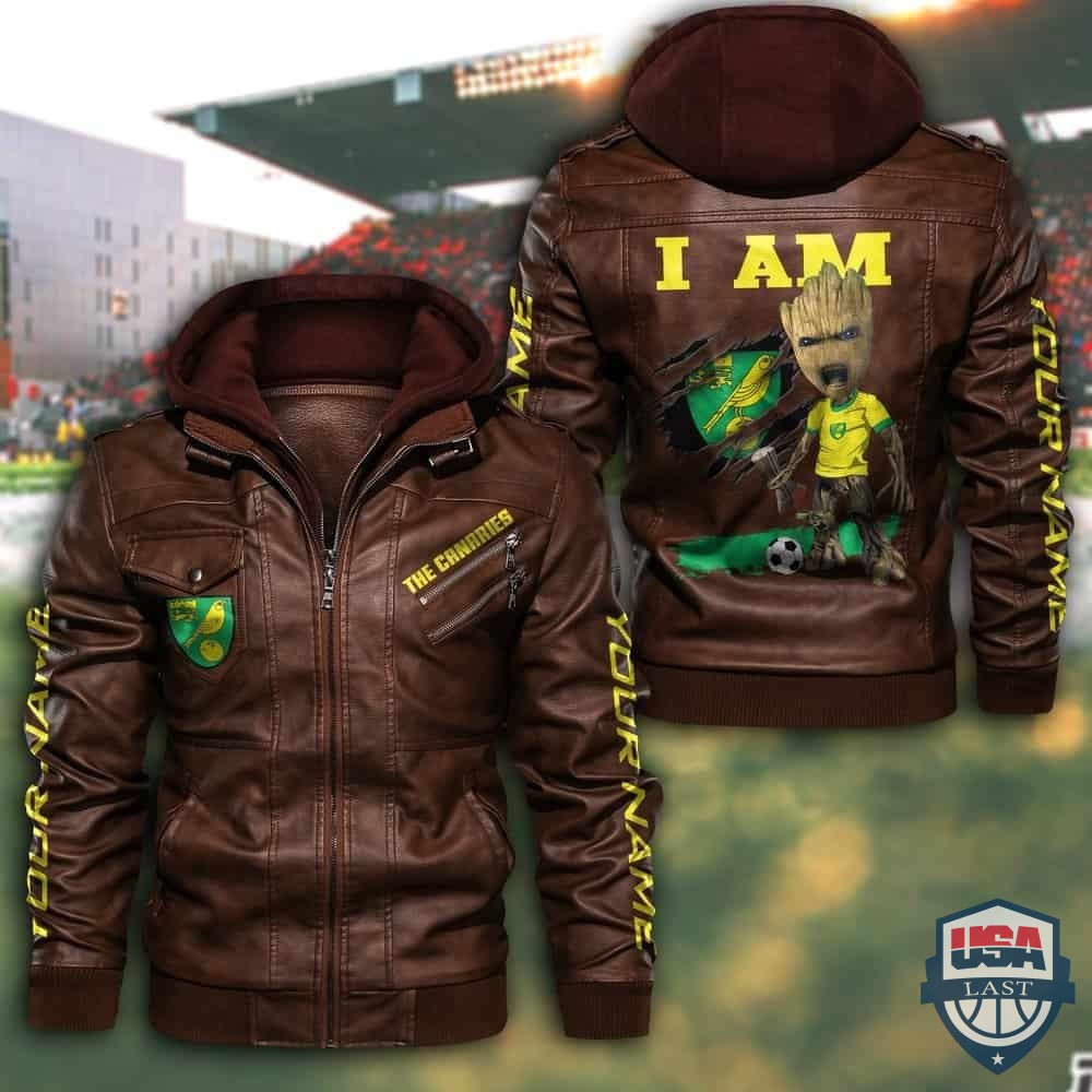 Customize Groot I Am Norwich City Fan Leather Jacket - USALast