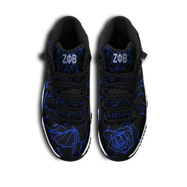 Sorority Footwear - Zeta Phi Beta Sneakers J11 Rose Patterns and Hand Sign Style