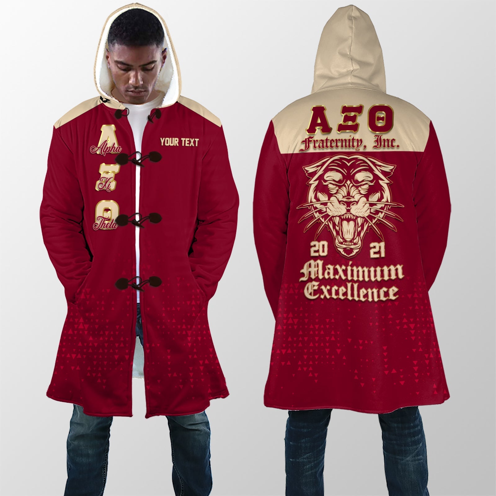 Fraternity Hooded Coat - Alpha Xi Theta Hooded Coat Panther Style