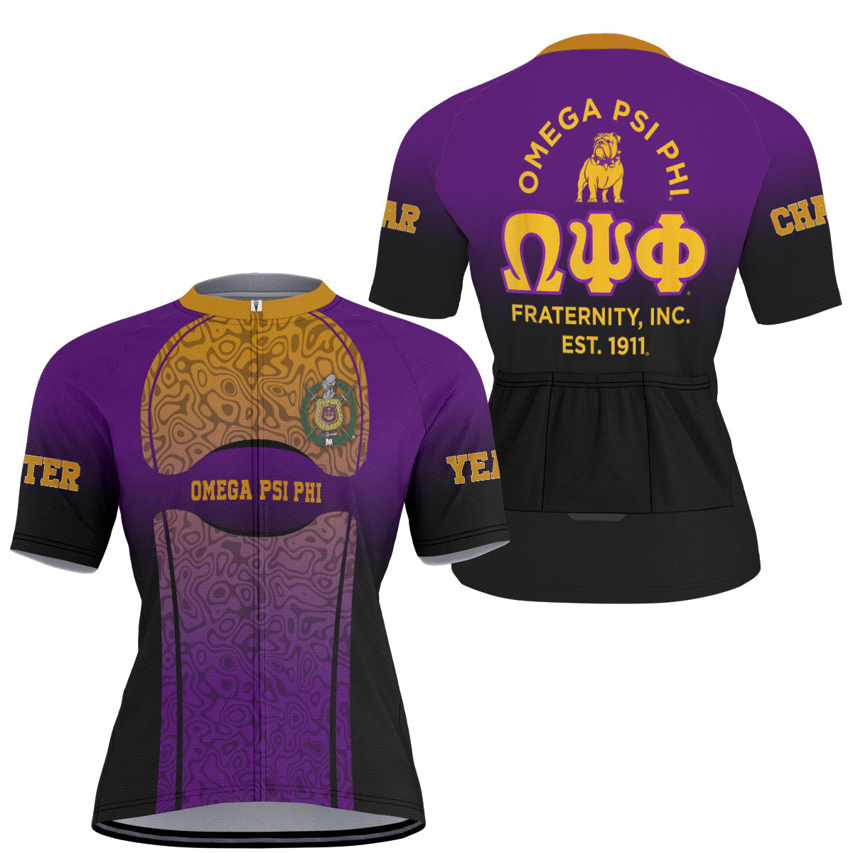 Omega Psi Phi Cycling Jersey Custom Purple Geometric Lines Style