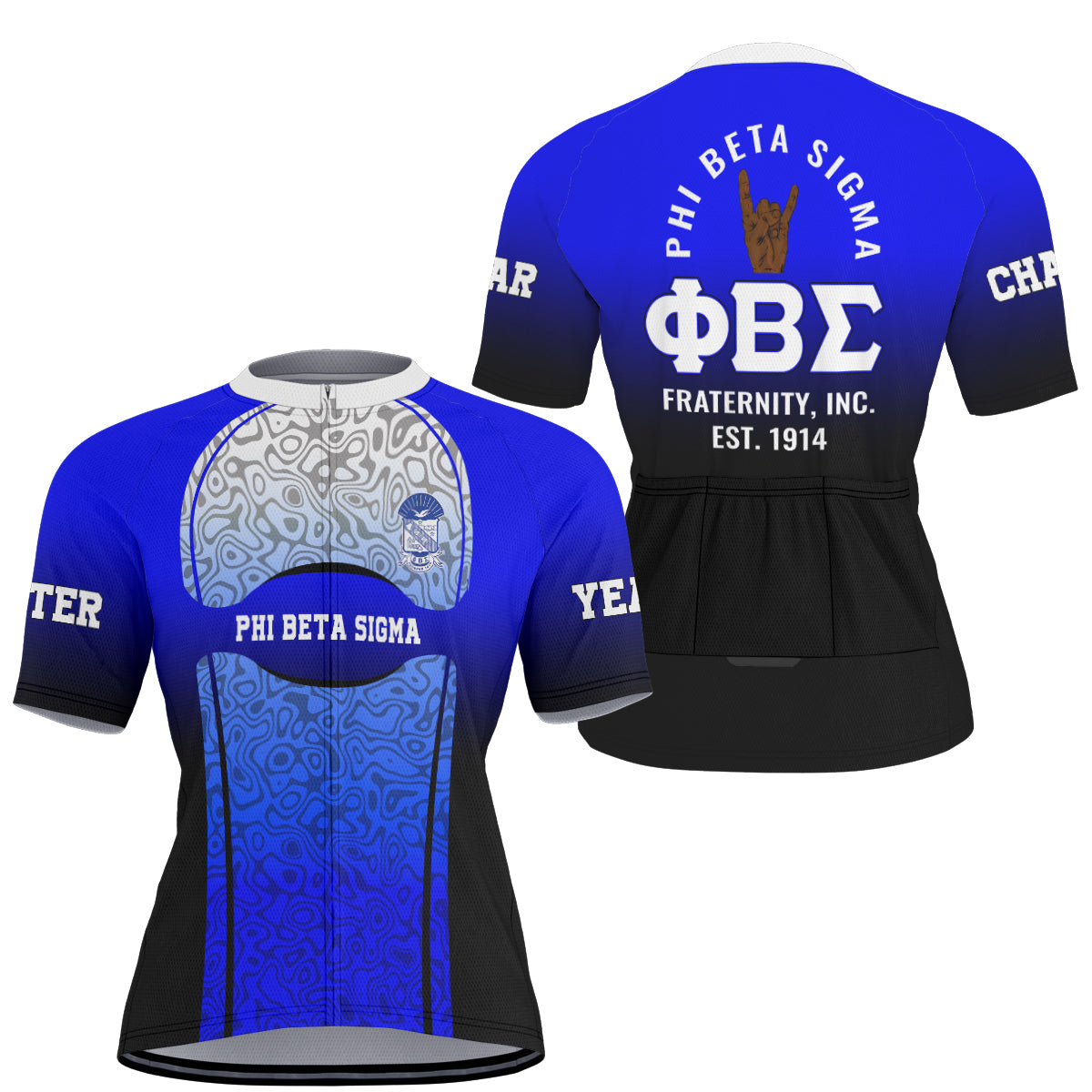 Phi Beta Sigma Cycling Jersey Custom Royal Blue Geometric Lines Style