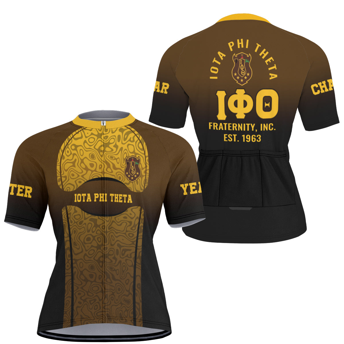 Iota Phi Theta Cycling Jersey Custom Brown Gold Geometric Lines Style