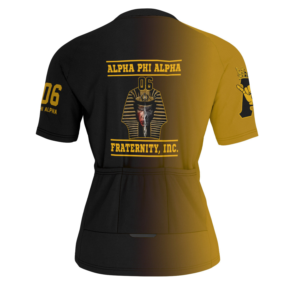 Alpha Phi Alpha Cycling Jersey Custom Black Gold Side Gradient Style