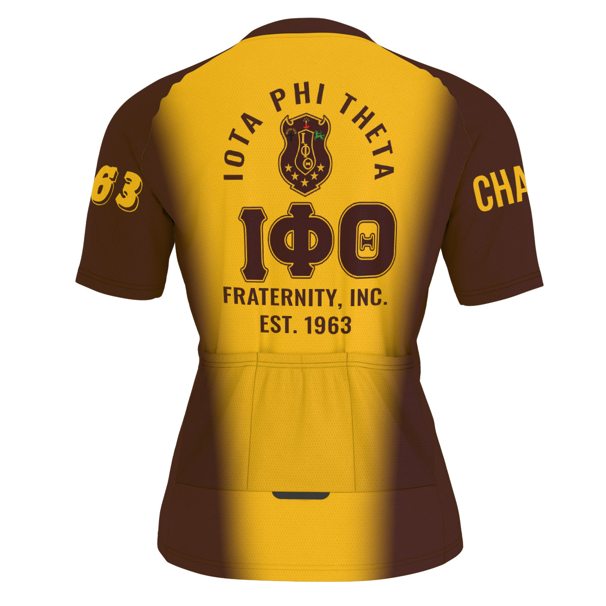 Iota Phi Theta Cycling Jersey Custom Brown Gold Spear Gradient Style