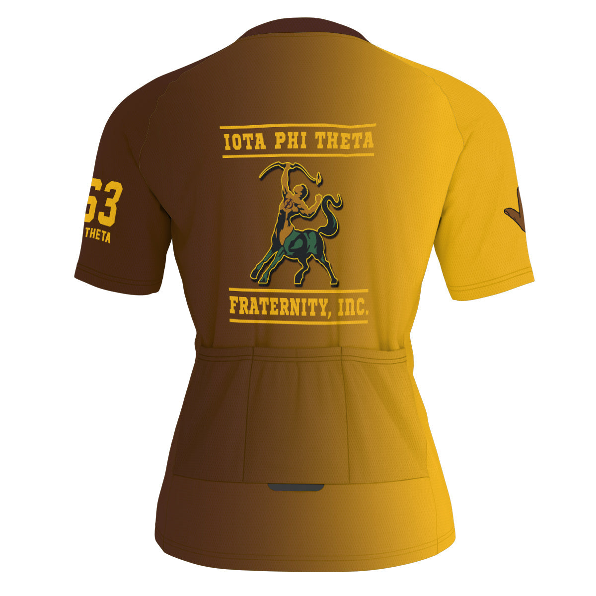 Iota Phi Theta Cycling Jersey Custom Black Gold Side Gradient Style