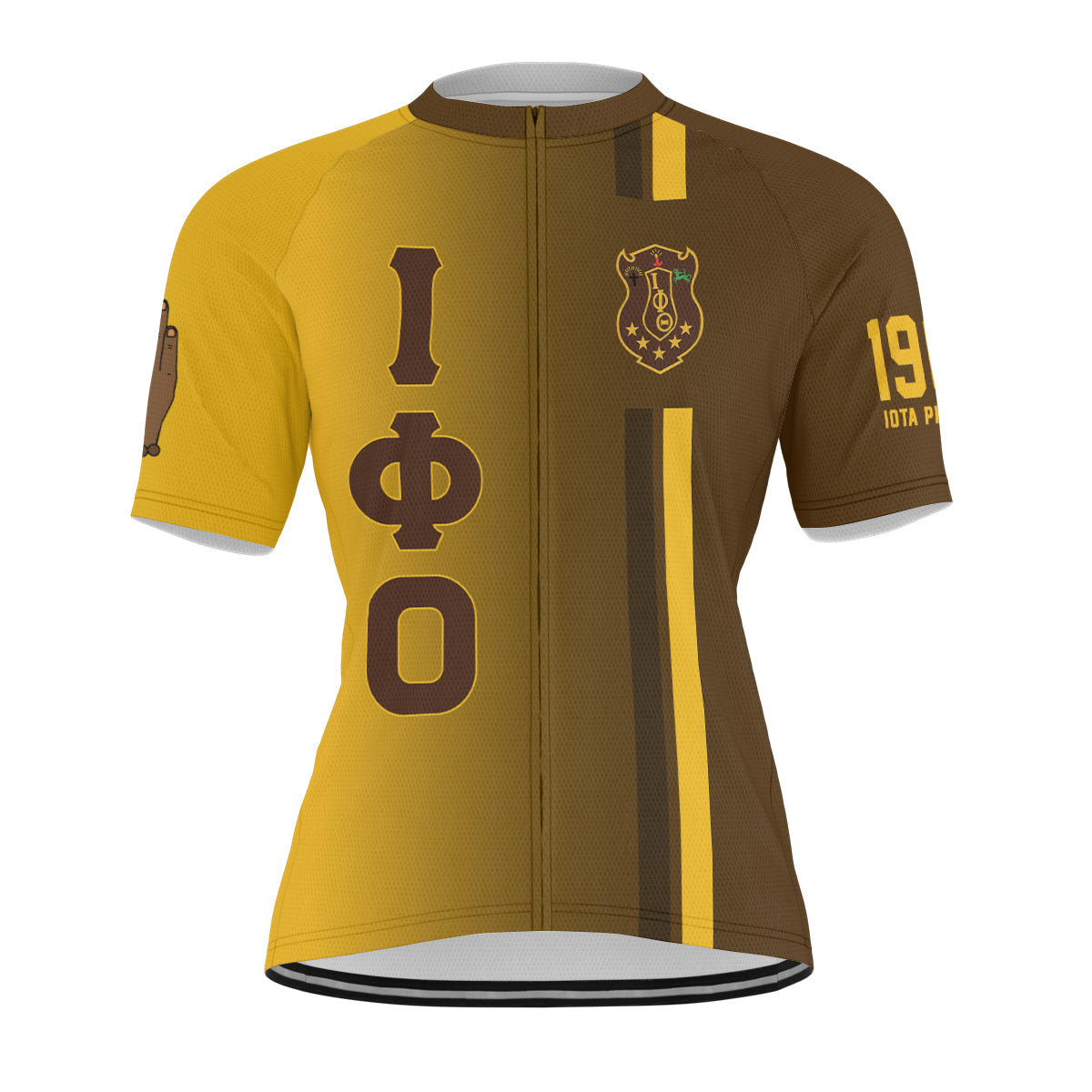 Iota Phi Theta Cycling Jersey Custom Black Gold Side Gradient Style