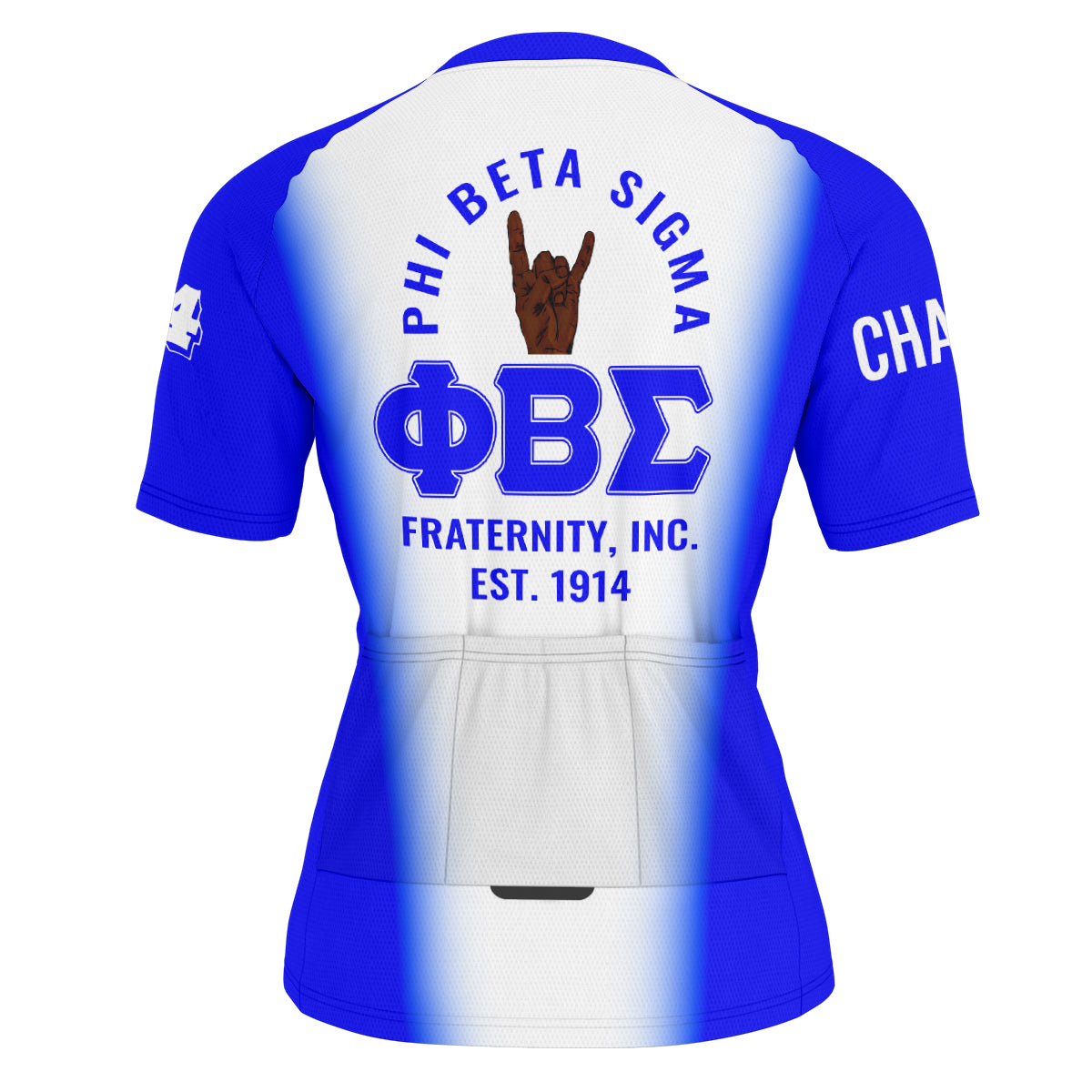 Phi Beta Sigma Cycling Jersey Custom Royal Blue White Spear Gradient Style