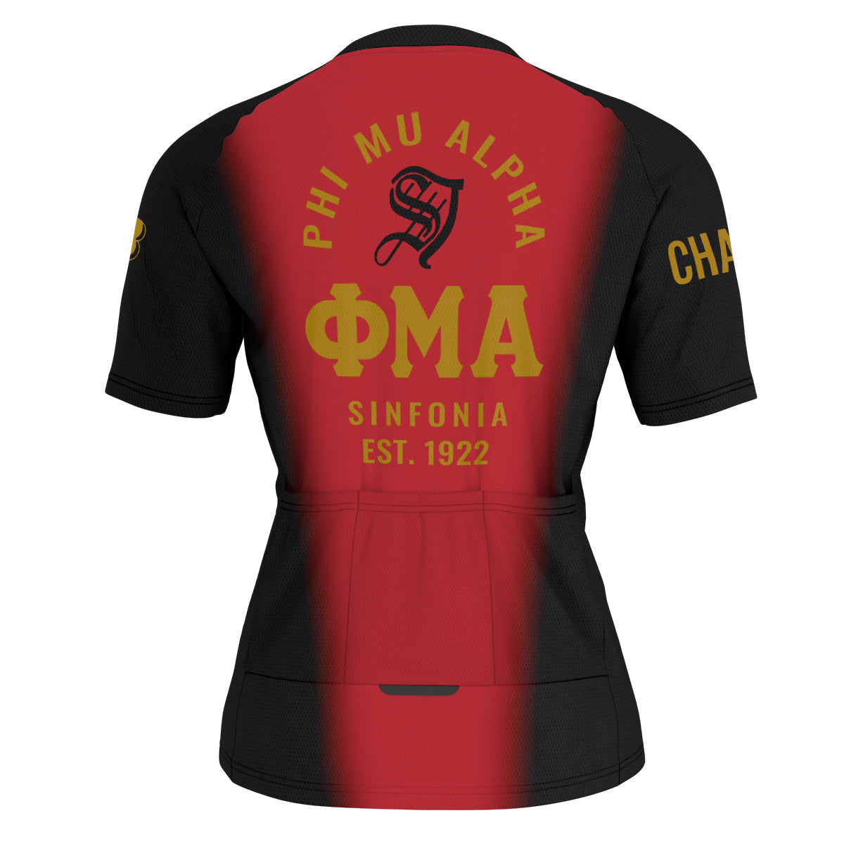Phi Mu Alpha Cycling Jersey Custom Black Red Spear Gradient Style