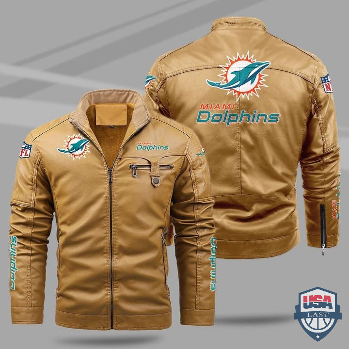 Miami Dolphins Fleece Leather Jacket - HVsun