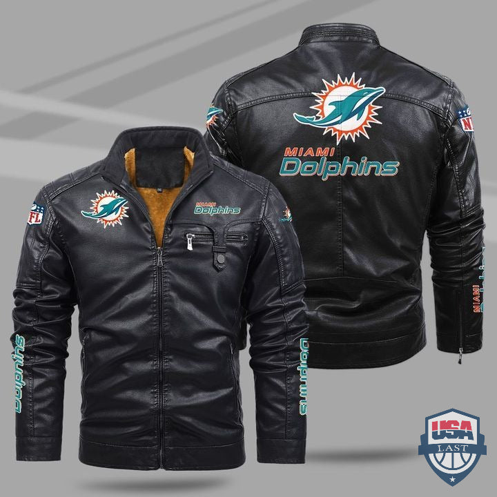 Miami Dolphins Fleece Leather Jacket - HVsun
