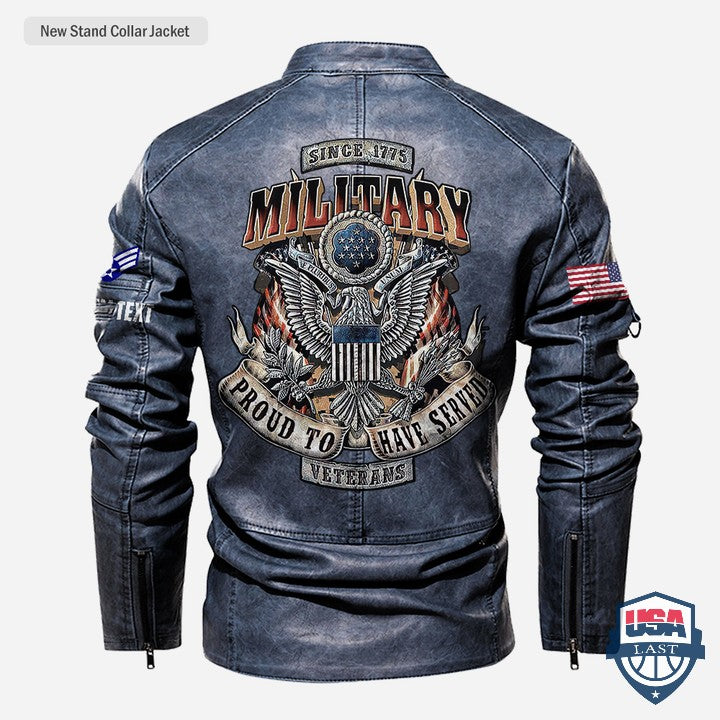 Military Proud To Have Served Custom Stand Collar Leather Jacket - USALast