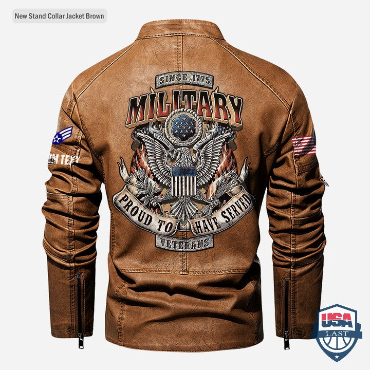 Military Proud To Have Served Custom Stand Collar Leather Jacket - USALast