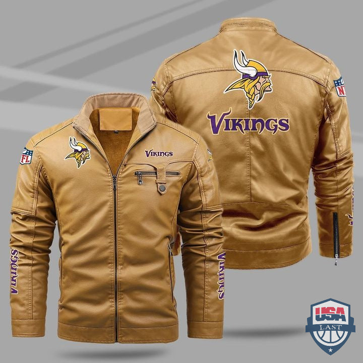 Minnesota Vikings Fleece Leather Jacket - HVsun