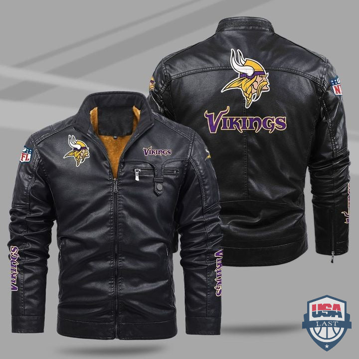 Minnesota Vikings Fleece Leather Jacket - HVsun