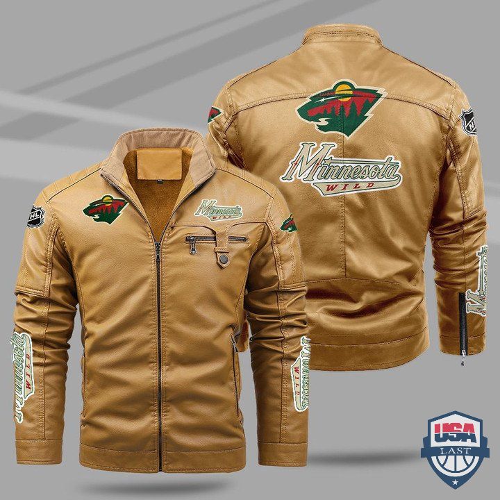 Minnesota Wild Fleece Leather Jacket - HVsun