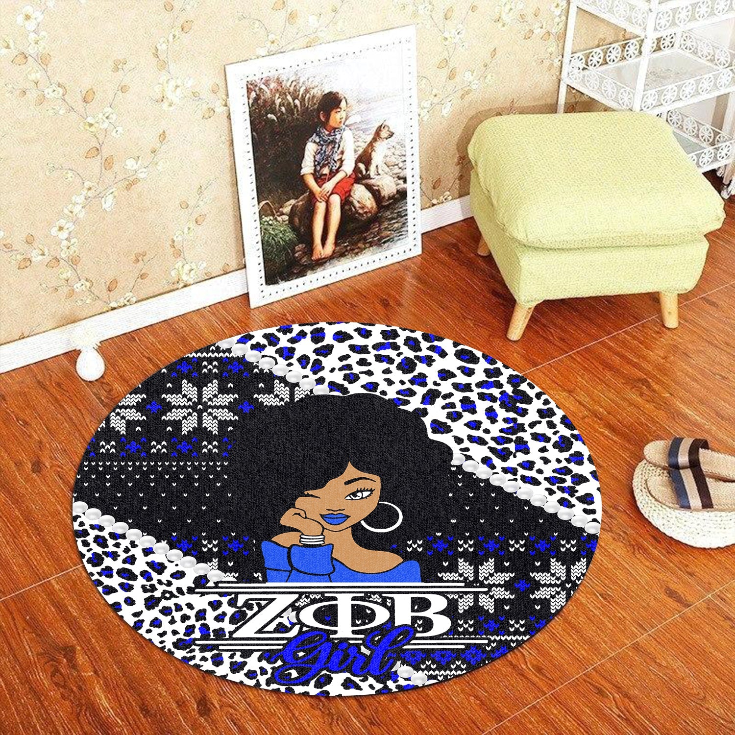 Sorority Carpet - Christmas Zeta Phi Beta Round Carpet Black Girl Style