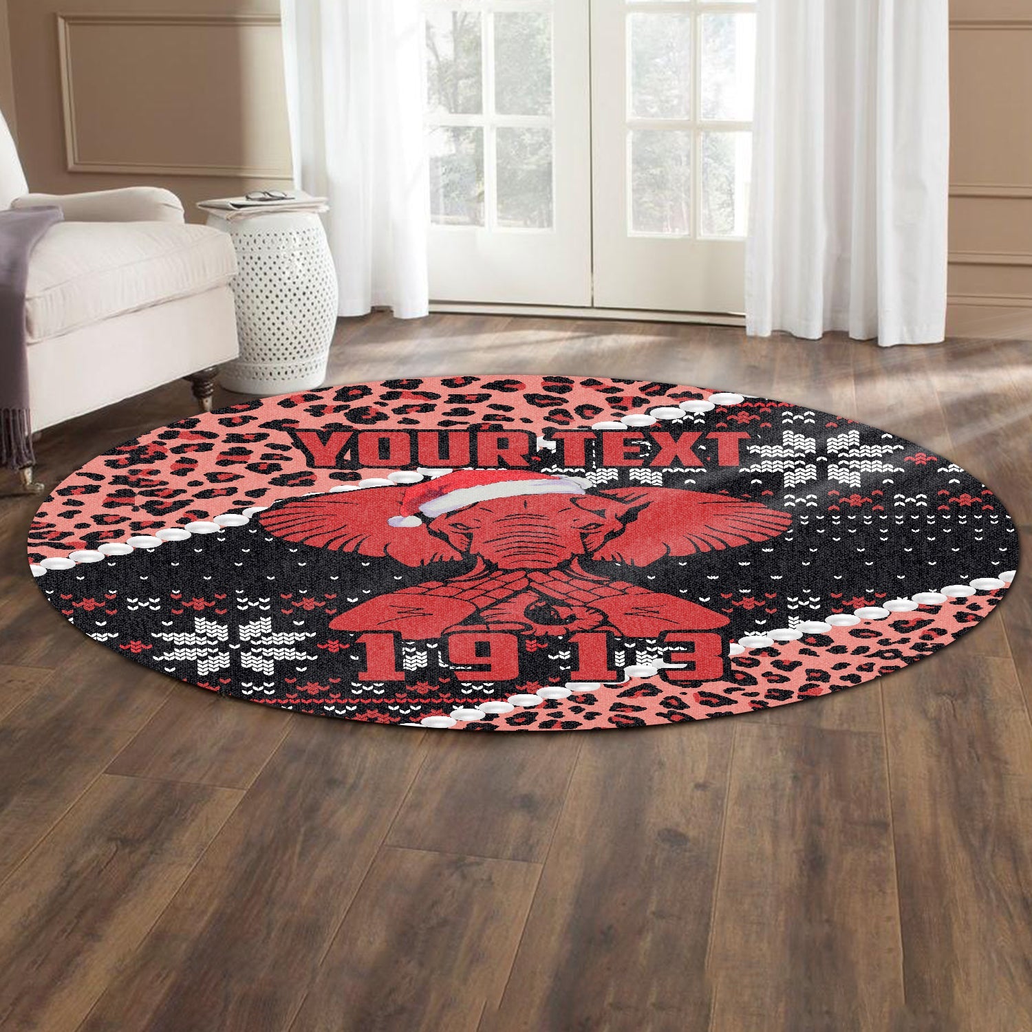 Sorority Carpet - Personalized Christmas Delta Sigma Theta Round Carpet 1913 Elephant With Hand Sign Style