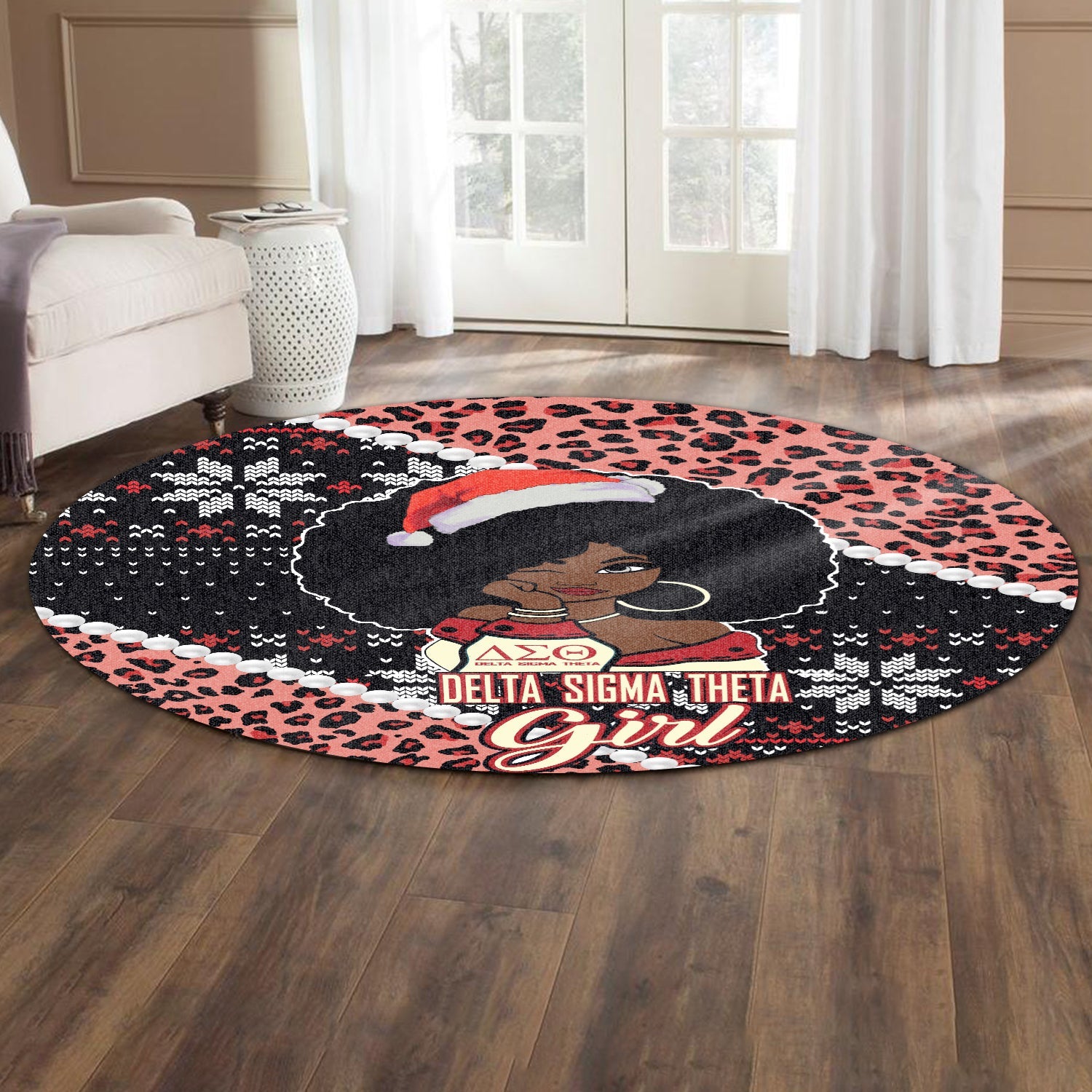 Sorority Carpet - Christmas Delta Sigma Theta Round Carpet Black Girl Style