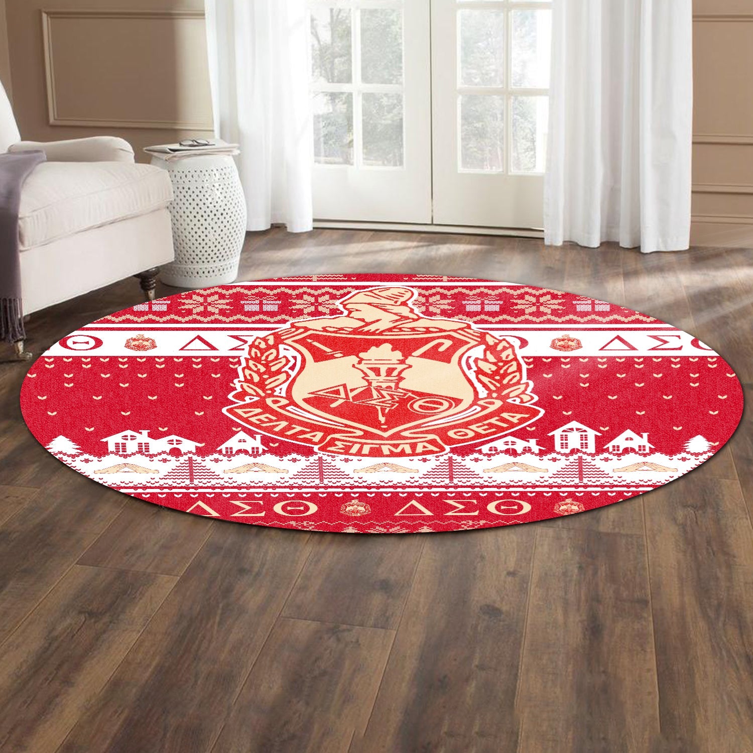 Sorority Carpet - Christmas Delta Sigma Theta Round Carpet Crest Style