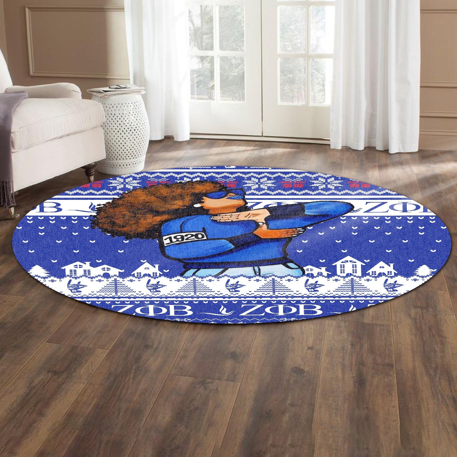 Sorority Carpet - Christmas Zeta Phi Beta Round Carpet 1920 Dynasty Girl Style