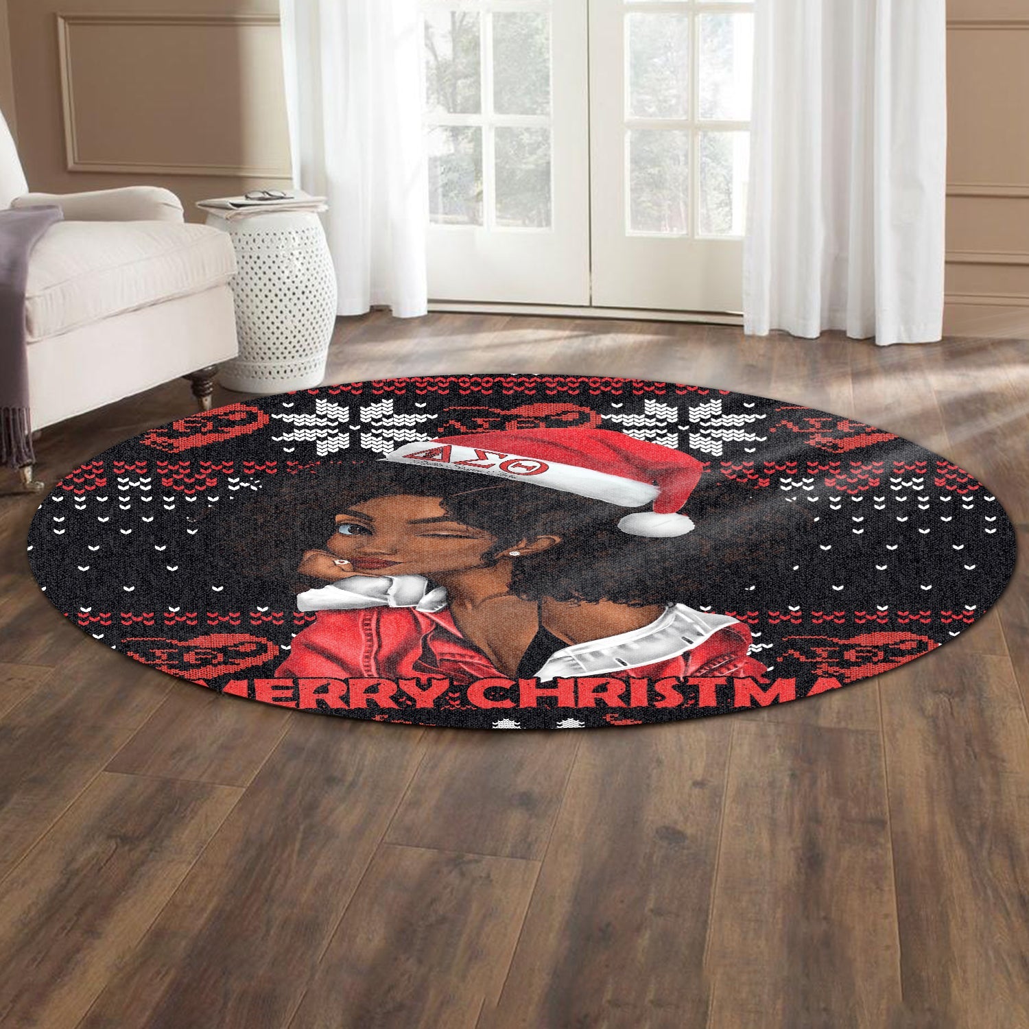 Sorority Carpet - Christmas Delta Sigma Theta Round Carpet Pretty Girl Style